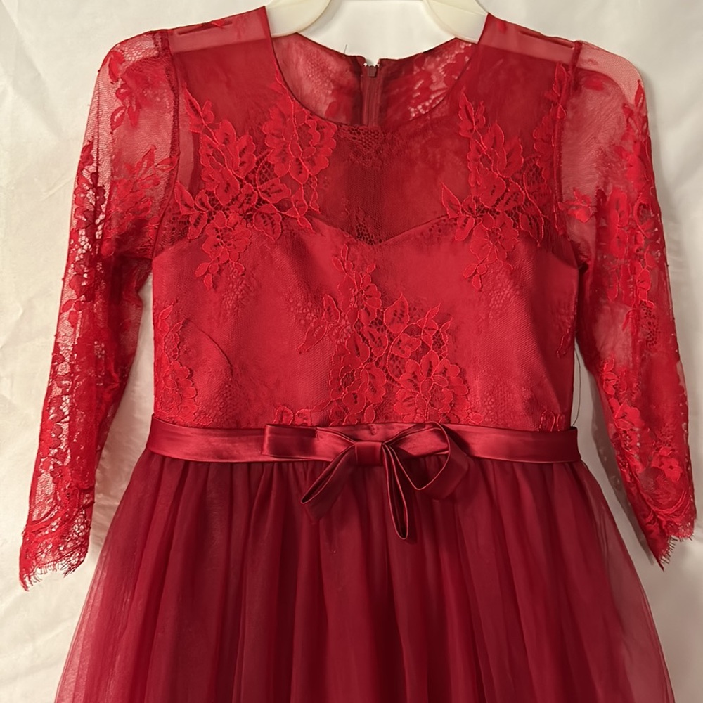 NWOT Big Girls - Elegant Lace Chiffon Dress - Maxi-length Skirt - Picture 3 of 6